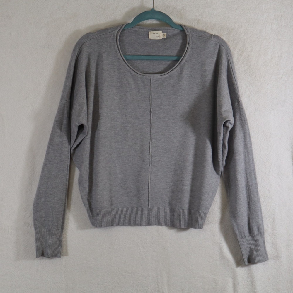Dreamers by Debut Sweater Womens Small Gray Ribbed Knit Dolman Crop Pullover